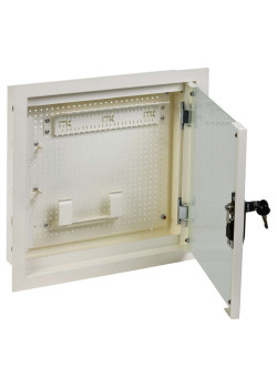 ITK LINEA R Шкаф мультимедиа настенный встраиваемый 400х400мм дверь стеклянная белый RAL9016