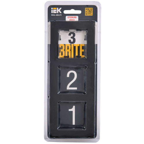 BRITE Рамка 3 -местная РУ-3-2-БрЧ стекло черный IEK