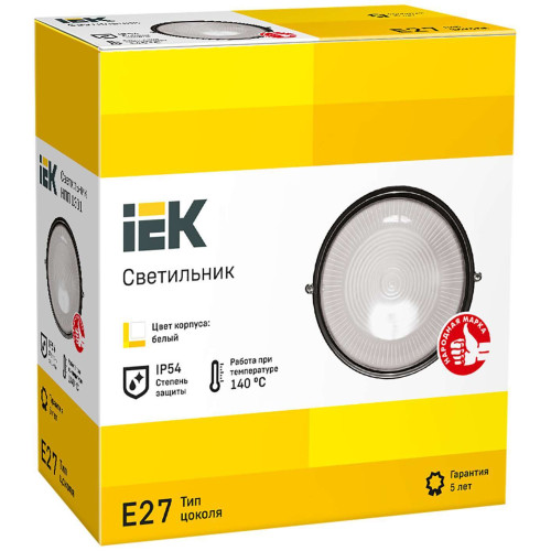Светильник НПП1301 круг 60Вт IP54 белый IEK