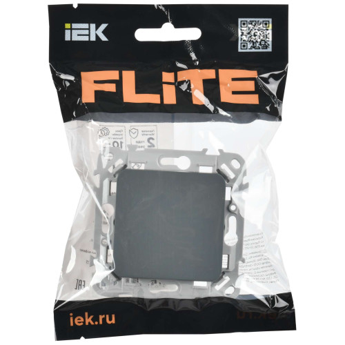 FLITE Выключатель 1-клавишный 10А ВС11-1-0-ФлМА мокрый асфальт IEK