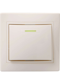KVARTA Выключатель 1-клавишный с индикацией 10А ВС10-1-1-ККм кремовый IEK
