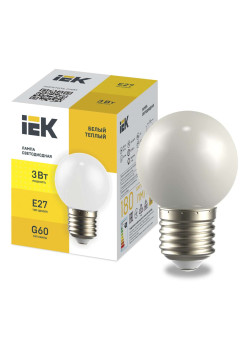 Лампа светодиодная декоративная G60 шар 3Вт 230В теплый белый E27 IEK