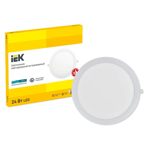 Светильник ДВО 1609 белый, круг LED 24Вт 4000 IP20 IEK