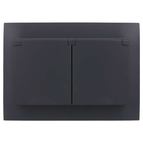 SKANDY Розетка 2-местная и крышкой 16А в сборе IP44 SK-R12T титан IEK
