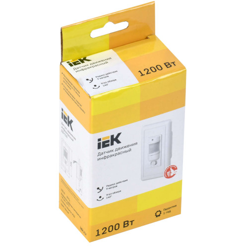 Датчик движения ДД-028 1200Вт 140град 9м IP20 белый IEK