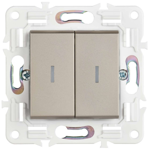 SKANDY Выключатель 2-клавишный проходной с индикацией 10А SK-V10Sh шампань IEK SKANDY Выключатель 2-клавишный проходной с индикацией 10А SK-V10Sh шампань IEK