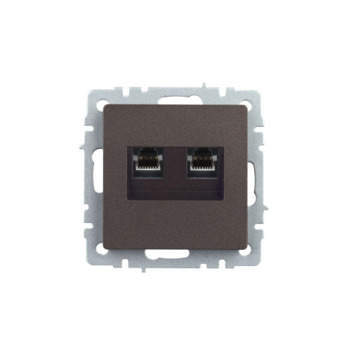 BRITE Розетка двойная RJ11+RJ45 кат.5E РК/Т12-БрТБ темная бронза IEK