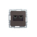 BRITE Розетка двойная RJ11+RJ45 кат.5E РК/Т12-БрТБ темная бронза IEK