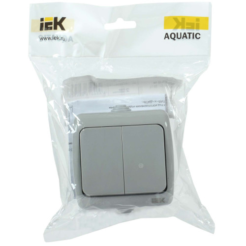 AQUATIC Выключатель 2-клавишный для открытой установки 10А IP54 ВС-20-2-0-А IEK