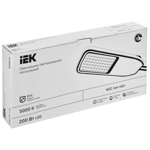 Светильник светодиодный консольный ДКУ 1004-200Ш 5000К IP65 серый IEK