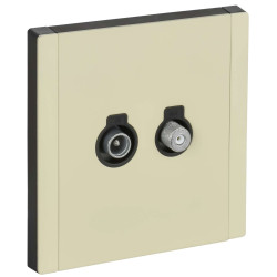 FORTE&PIANO Розетка двойная TV+SAT FP838M металл серый сланец IEK