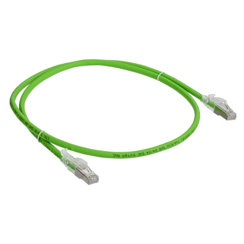 ITK Коммутационный шнур кат.6A S/FTP LSZH 1м standart с ленточным замком зеленый