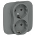 FLITE Розетка 2-местная с заземлением с защитными шторками безвинтовое крепление 16А РСш12-1-А-ФлМА мокрый асфальт IEK