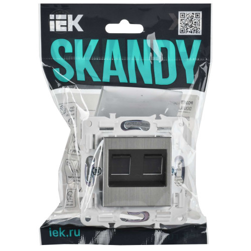 SKANDY Розетка компьютерная двойная RJ45 кат.6 SK-K04N металл никель IEK