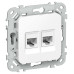 FLITE Розетка 2-местная RJ45/RJ11 категория 5Е/3 UTP РКТ5е/3-2-0-ФлБ белый IEK