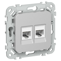 FLITE Розетка 2-местная компьютерная RJ45 категория 6 UTP РК6-2-0-ФлА алюминий IEK