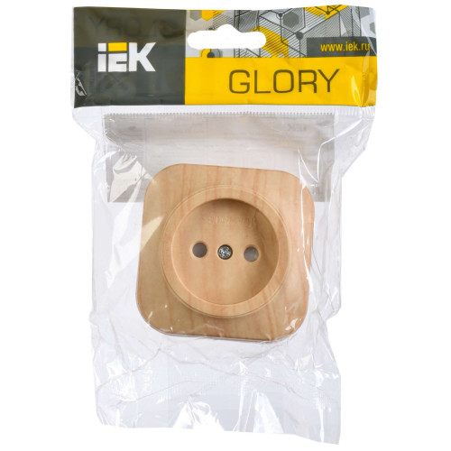 GLORY Розетка 1-местная для открытой установки без заземления с защитными шторками 10А РСш20-2-ХС сосна IEK