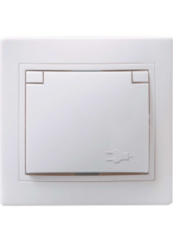 KVARTA Розетка 1-местная с заземлением с защитными шторками с крышкой 16А РСбш10-3-КБ белый IEK