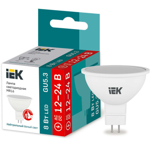 Лампа светодиодная MR16 софит 8Вт 12-24В 4000К GU5,3 IEK