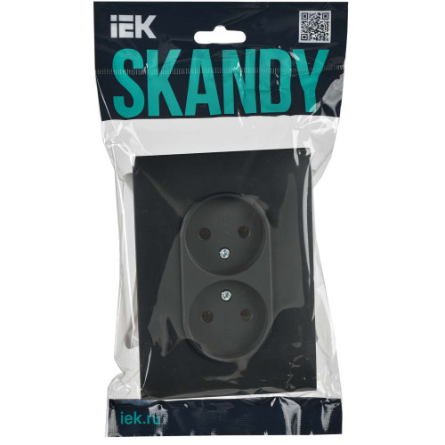 SKANDY Розетка 2-местная без заземления без защитных шторок 10А в сборе SK-R10G графит IEK