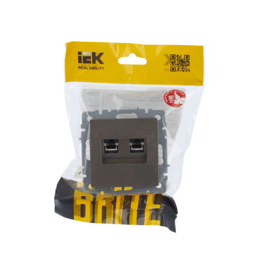BRITE Розетка компьютерная двойная RJ45 кат.5E РК10-2-БрШ шампань IEK