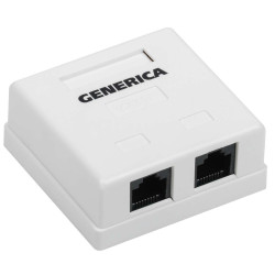 Розетка информационная настенная RJ45 кат.5E UTP 2 порта GENERICA