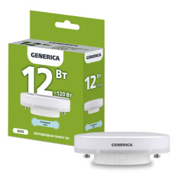 Лампа светодиодная T80 таблетка 12Вт 230В 6500К GX53 GENERICA