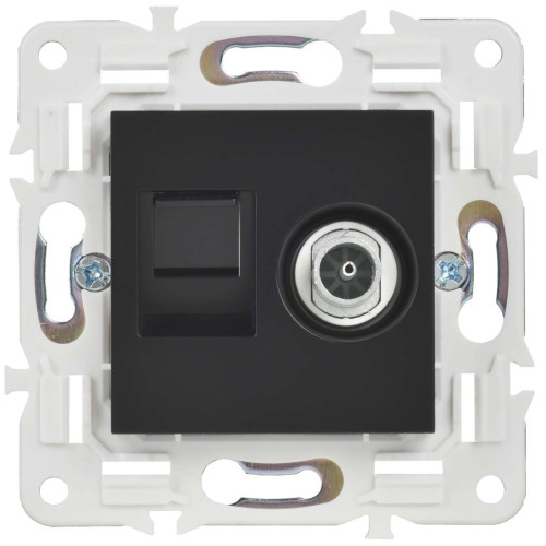 SKANDY Розетка двойная TV+RJ45 кат.6 SK-A15Bl черный IEK