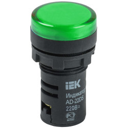 Лампа AD22DS(LED)матрица d=22мм зеленый 24В AC/DC IEK