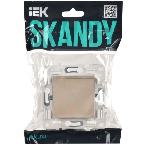 SKANDY Выключатель 1-клавишный с индикацией 10А SK-V07Sa песочный IEK