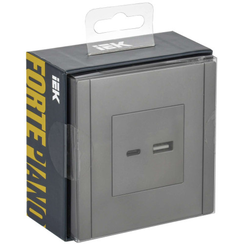 FORTE&PIANO Розетка USB A+C 3,1А FP550 сталь IEK