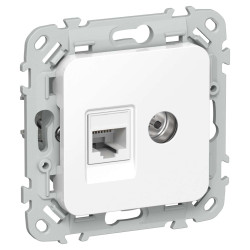 FLITE Розетка 2-местная RJ45/TV категория 6 UTP РКТВ6-2-0-ФлБ белый IEK