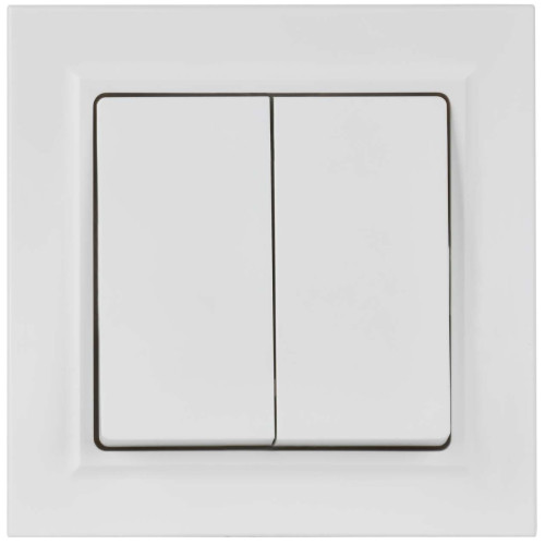 BRITE Выключатель 2-клавишный 10А в сборе ВСР10-2-0-БрАБ арктический белый IEK