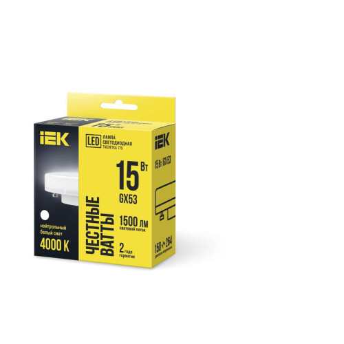 Лампа светодиодная T75 таблетка 15Вт 230В 4000К GX53 IEK