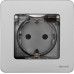 INSPIRIA Розетка 1-местная с заземлением с защитными шторками и крышкой 16А IP44 алюминий