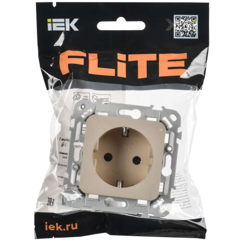 FLITE Розетка с заземлением с защитными шторками безвинтовое крепление 16А РСш11-1-ФлЛ льняной IEK FLITE Розетка с заземлением с защитными шторками безвинтовое крепление 16А РСш11-1-ФлЛ льняной IEK