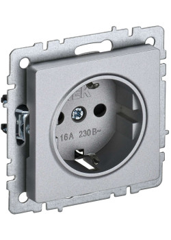 BRITE Розетка 1-местная с заземлением без защитных шторок 16А РС11-1-0-БрА алюминий IEK