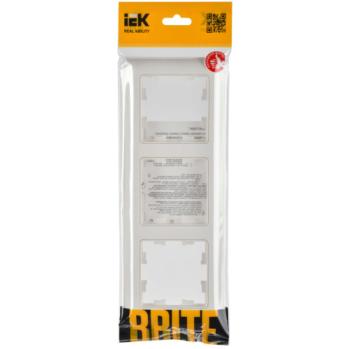 BRITE Рамка 3-местная РУ-3-Бр белый/белый IEK