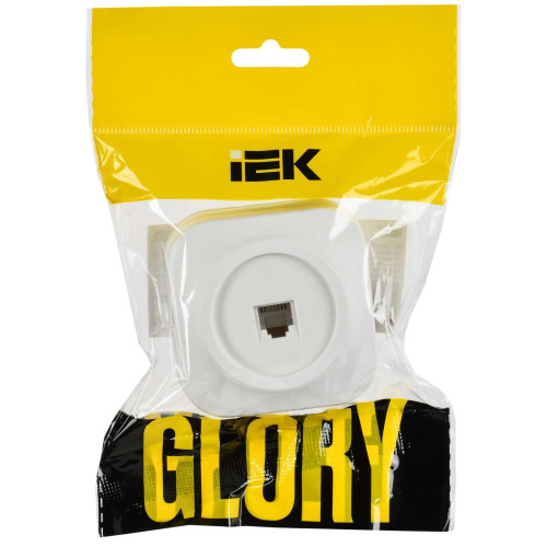 GLORY Розетка для открытой установки телефонная RJ11 РТ20-ХБм белый матовый IEK