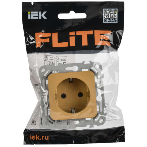 FLITE Розетка с заземлением с защитными шторками безвинтовое крепление 16А РСш11-1-ФлШм шамуа IEK