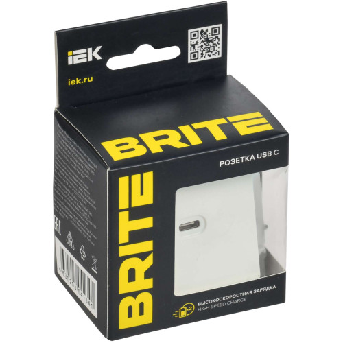 BRITE Розетка USB C 65Вт высокоскоростная зарядка РЮ12-1-БрЖ жемчуг IEK
