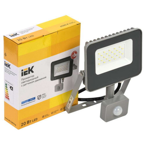 Прожектор светодиодный СДО 07-20Д с датчиком движения IP54 серый IEK