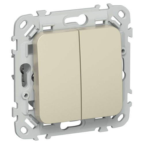 FLITE Выключатель 2-клавишный проходной 10А ВС62-1-0-ФлШ шампань IEK