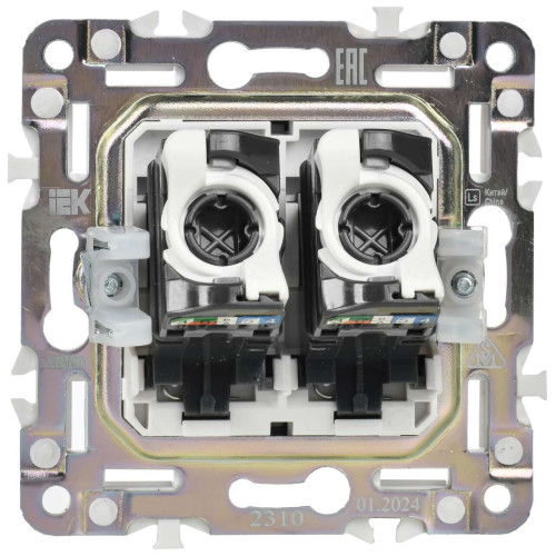SKANDY Розетка компьютерная двойная RJ45 кат.5E SK-K03N металл никель IEK