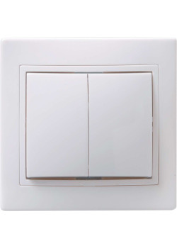 KVARTA Выключатель 2-клавишный 10А кер. ВС10-2-0-КБ белый IEK