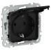 FLITE Розетка с заземлением с защитными шторками и крышкой 16А IP44 РСшкр11-0-44-ФлЧ черный IEK