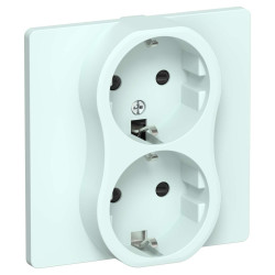 FLITE Розетка 2-местная с заземлением с защитными шторками безвинтовое крепление 16А РСш12-1-К-ФлХЛ холодный лед IEK