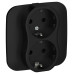 FLITE Розетка 2-местная с заземлением без защитных шторок 16А РС12-0-А-ФлЧ черный IEK