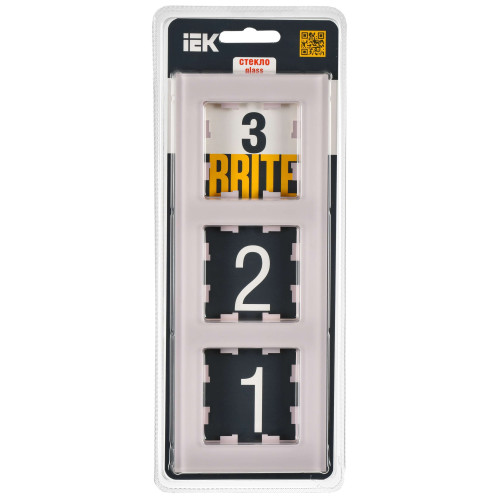 BRITE Рамка 3-местная РУ-3-2-Бр стекло розовый матовый IEK