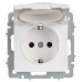 BRITE Розетка 1-местная с заземлением с защитными шторками и крышкой 16А IP20 РСбш10-3-БрАБ арктический белый IEK